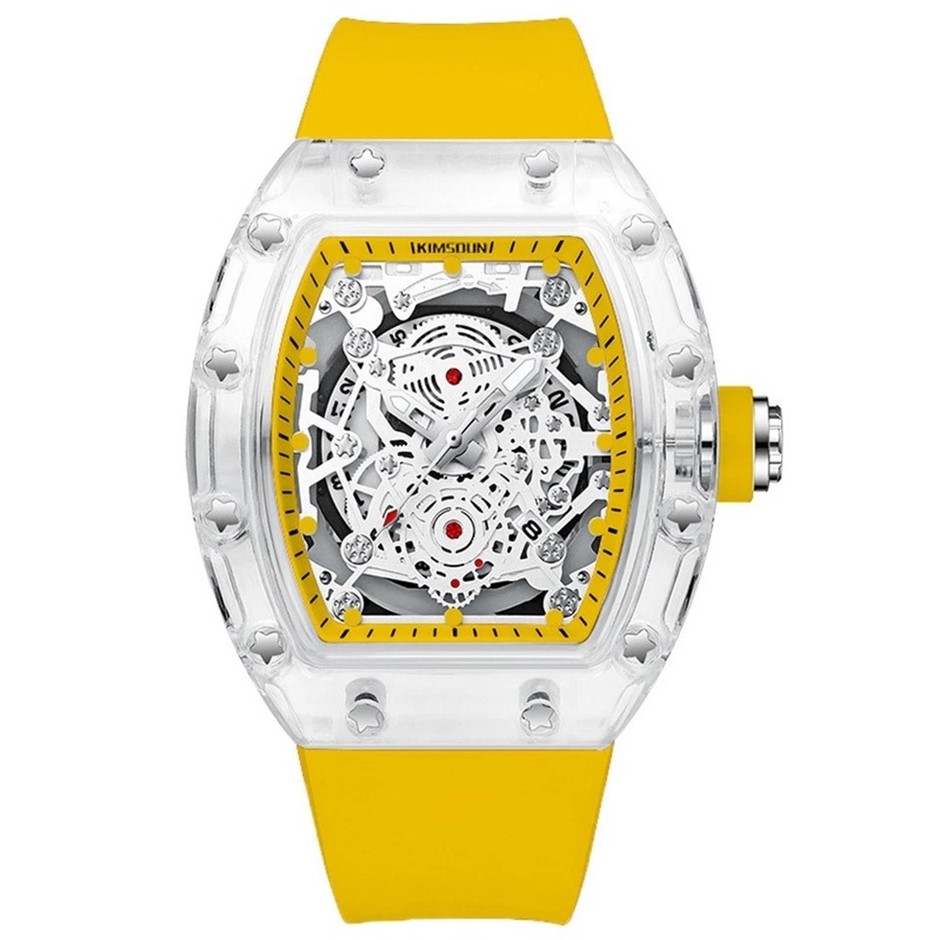 New Waterproof Men'S Watch Barrel Shaped Transparent Quartz Watch Popular