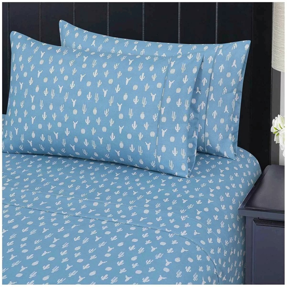 SOUTH POINT 4pc Sheet Set, King Single, Cactus Garden.