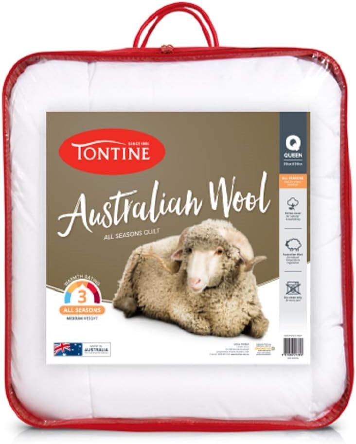 TONTINE Medium Weight Australian Wool All Seasons Quilt, Single, Natural Co
