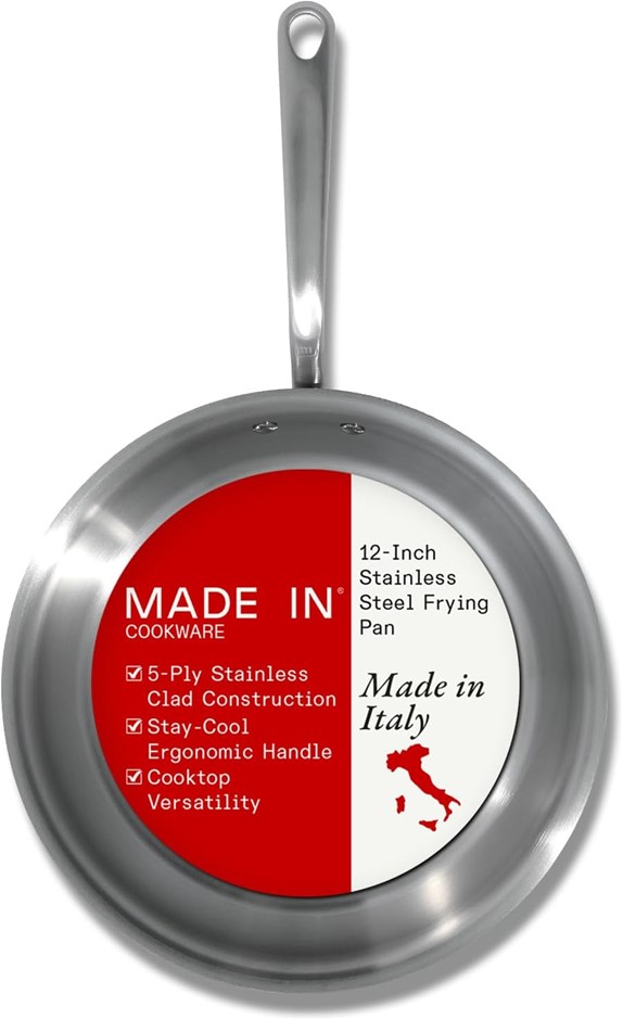 MADE IN COOKWARE 12-Inch Stainless Steel Frying Pan. NB: Has been used.