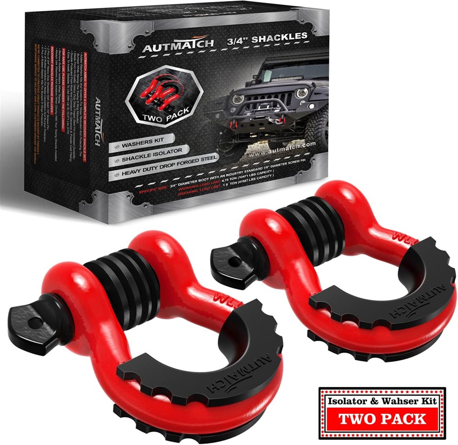 AUTMATCH D Ring Shackle 3/4" Shackles (2 Pack) 41,887Ibs Break Strength, Cl