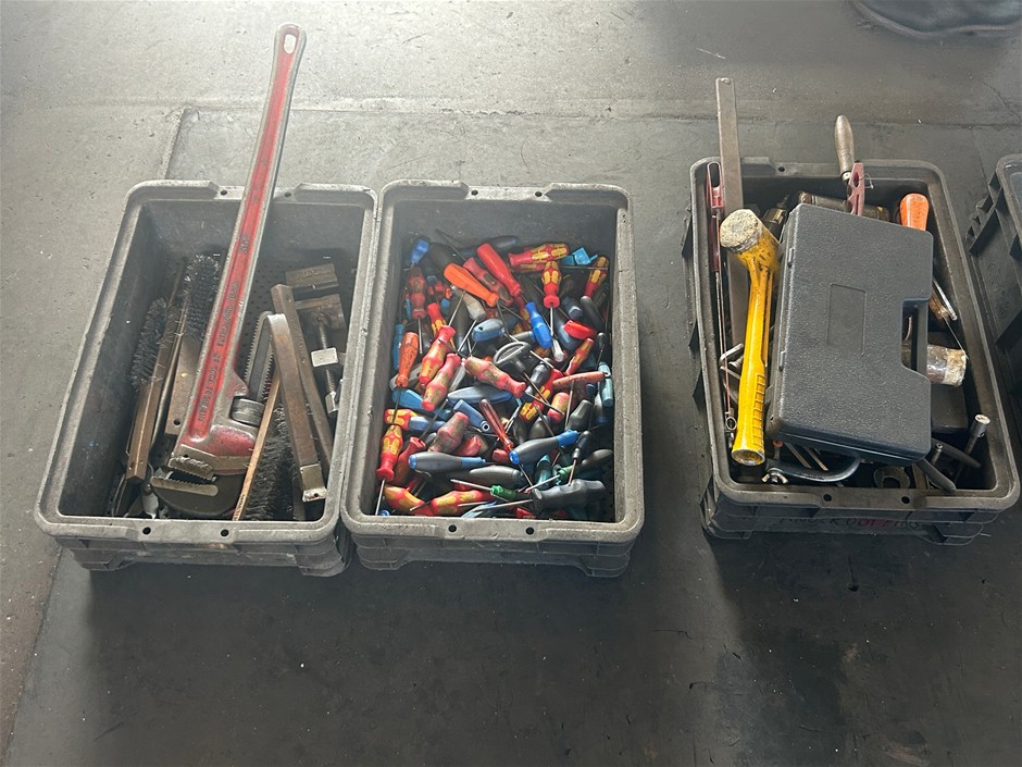 3 x Crates of Assorted Steel Wire Brushes with 36" Adjustable Wrench