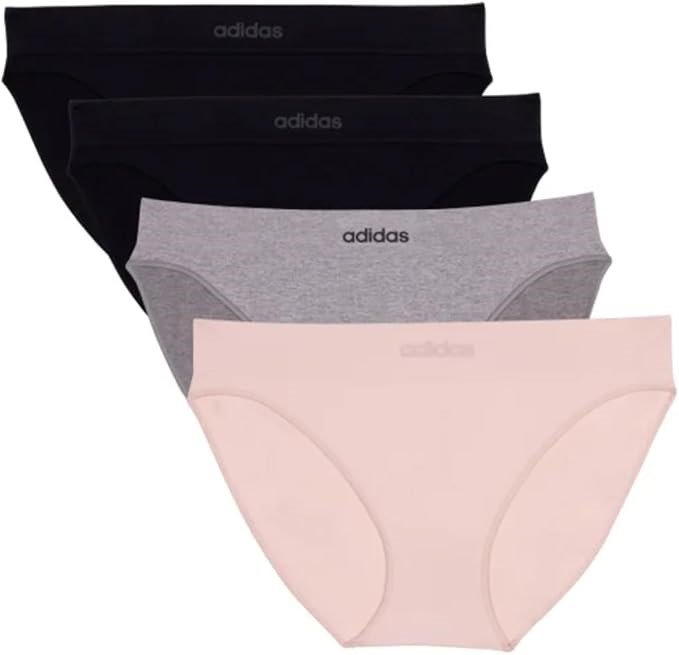 4-Pack ADIDAS Women's Seamless Bikini Underwear, Black/Black/Heather Grey/W