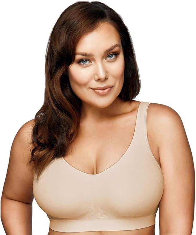 PLAYTEX Women's Microfibre Comfort Revolution Wirefree Bra, Size XL, Nude,