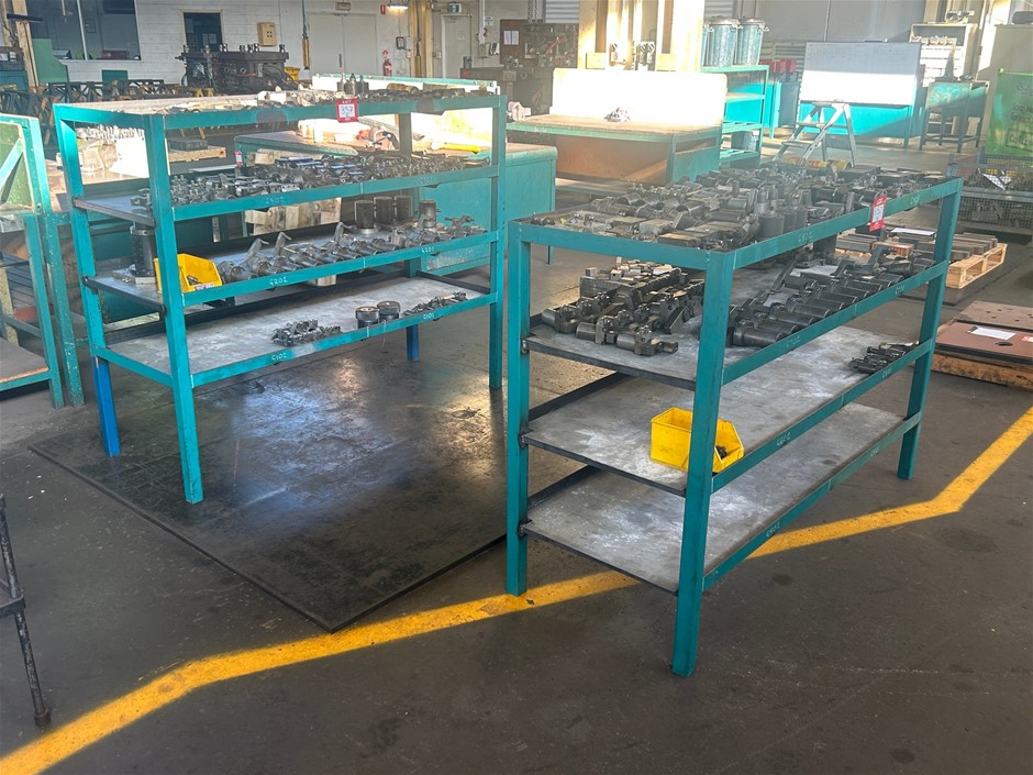 2x Steel Racks & Contents of Assorted Fixture Clamps
