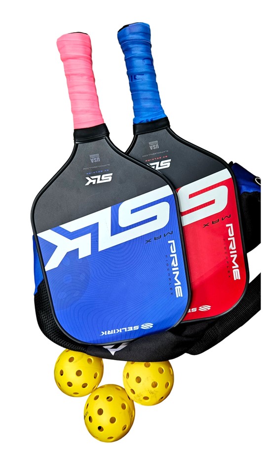 SLK Prime Fiberflex Max PickleBall Paddle & Balls Set, Pink & Blue, Incl: 2