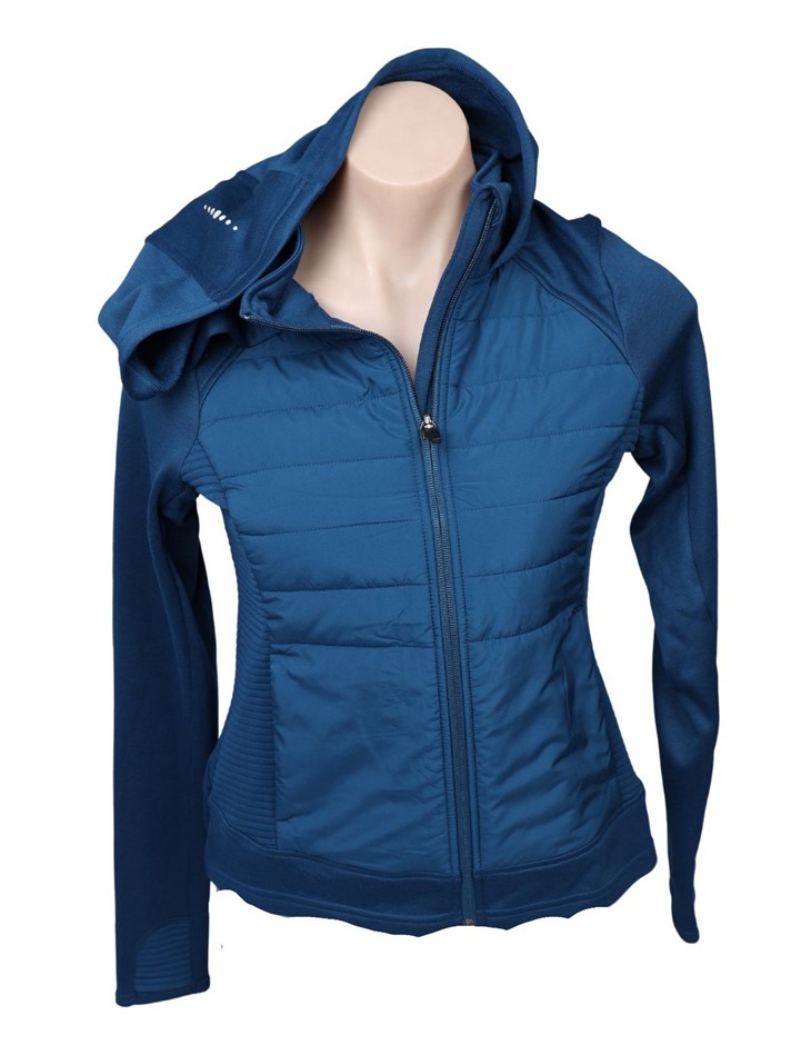 TUFF Women's Hybrid Fleece-Lined Running Jacket, Size M, Dark Cyan/Blue. B