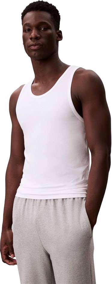 3Pk x CALVIN KLEIN Men's Cotton Microfiber Stretch Tank Top, Size L, White,
