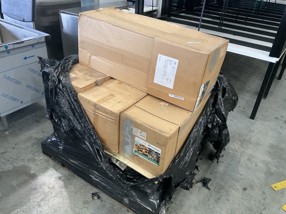 Pallet of Assorted Dust Filters and Concrete Mix