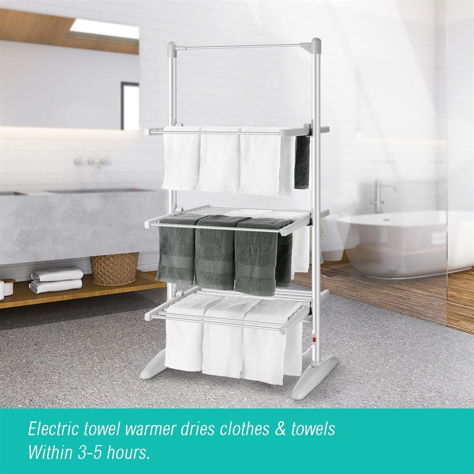 Maxkon 3 Tier Electric Heated Clothes Dryer Airer Towel Drying Rack Stand F