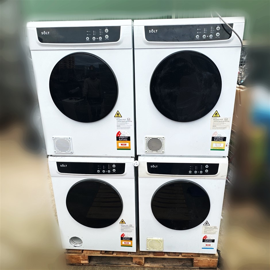 8 x Assorted Vented Dryers: 7x Solt 7kg Vented Dryer White + 1x EUROMAID 6k