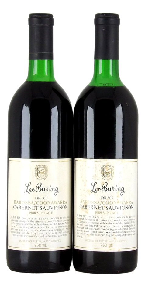 Leo Buring DR 505 Cabernet Sauvignon 1988/89 (2x 750mL) Barossa/Coonawarra
