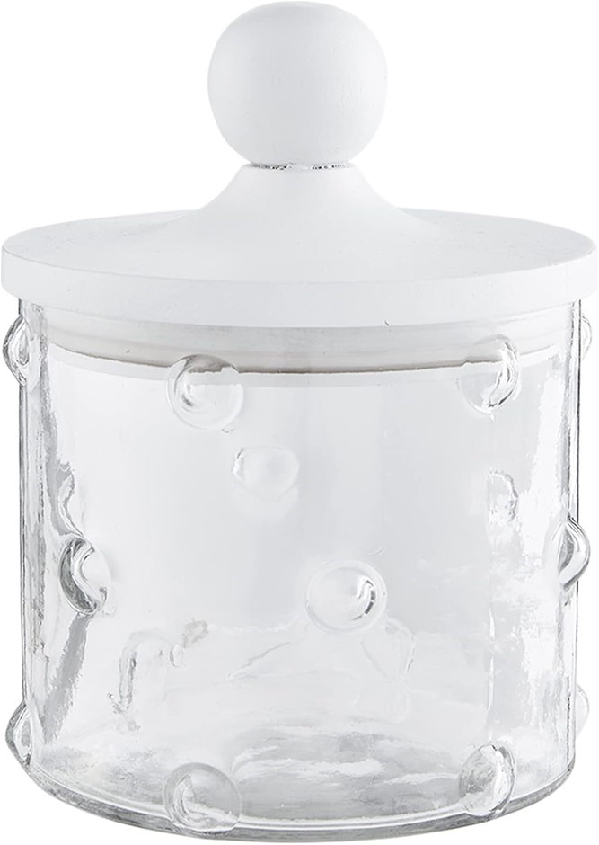 MUD PIE Hobnail Glass Canister, Small, 7" x 5.5"dia.