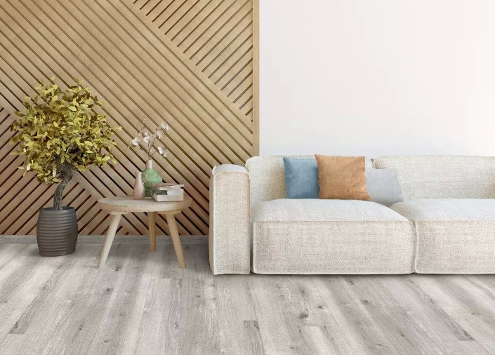 <p>149m2 of Light Grey Laminate Cadenza Flooring with Click System joint</p
