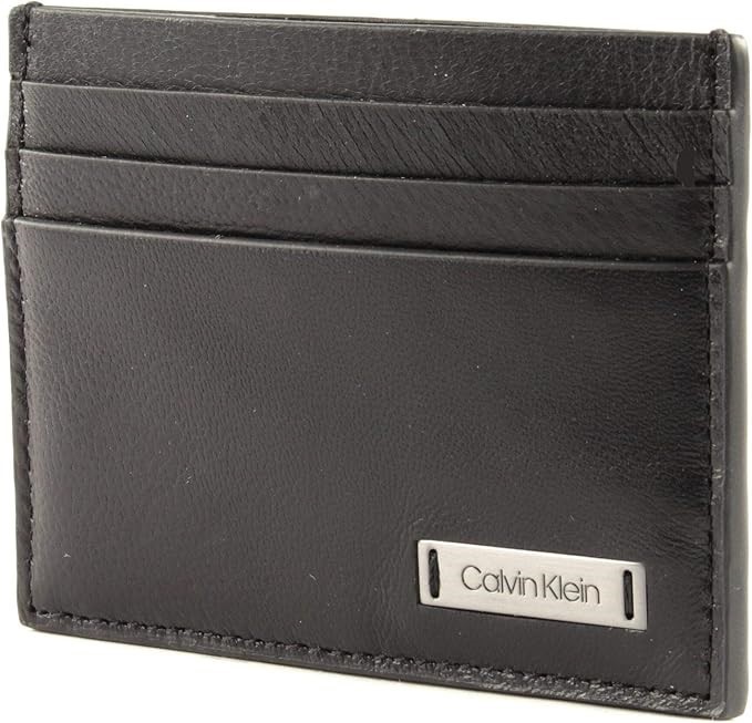 CALVIN KLEIN Men's Smooth Leather Cardholder, Black, One Size. RRP: $69.95.
