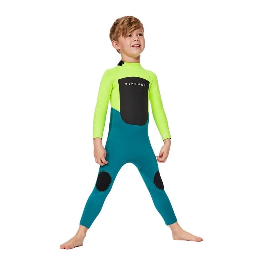 RIP CURL Boy's Groms Omega 3/2 Back Zip Steamer Wetsuit, Size 2, Lemon (159