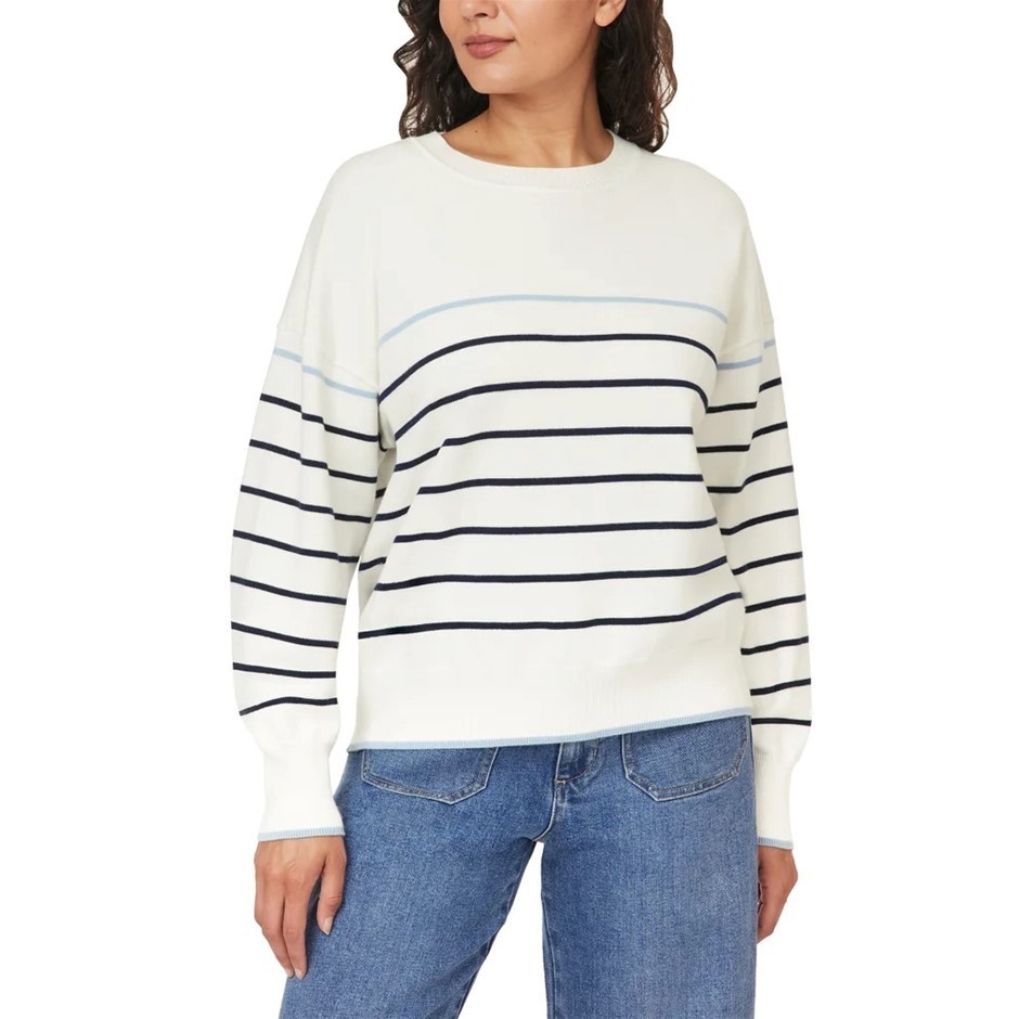 C&C CALIFORNIA Women's Sweater, Size XL, White Stripe. Buyers Note - Disco