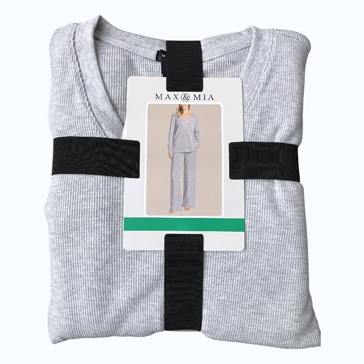 MAX&MIA Women's V-Neck Lounge Set, Size L, Heather Grey.