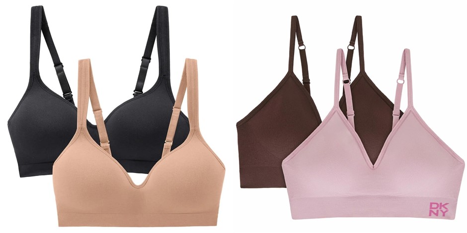 Bundle of DKNY Women's Bralette 2 Pack Java/Mauve Medium + CAROLE HOCHMAN 2