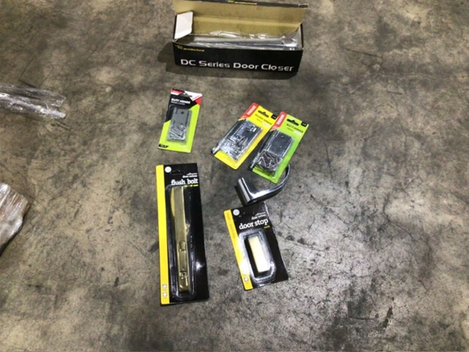 Qty of Assorted Hinges, Door Handles and Flush Bolts, Pallet