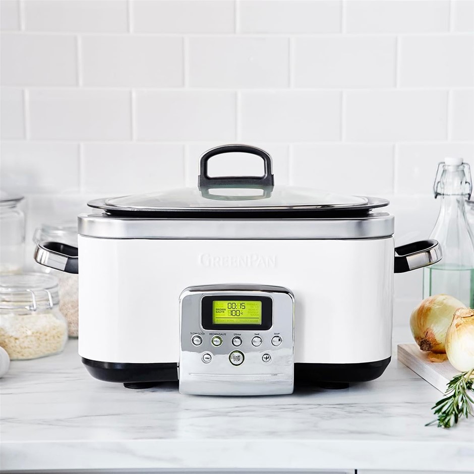 GreenPan 6L Slow Cooker CC005724-003 Cloud Cream, NB: Minor Use.