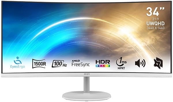 MSI PRO MP341CQW 34" UltraWide Business Monitor, WUQHD 3440x1440, 1500R Cur
