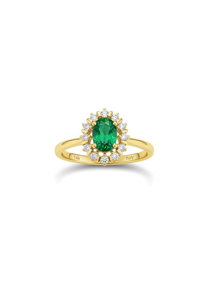 14K/Italy 1.5ct green Oval Cut Yellow Gold Filled Ring(stamped)6US