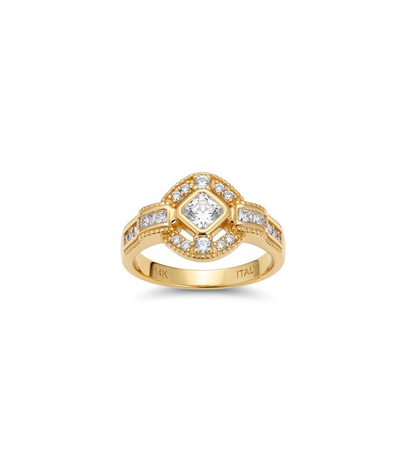 18K/Italy Princess Cut Yellw Gold Filled Ring(stamped)Warranty Quality-7US