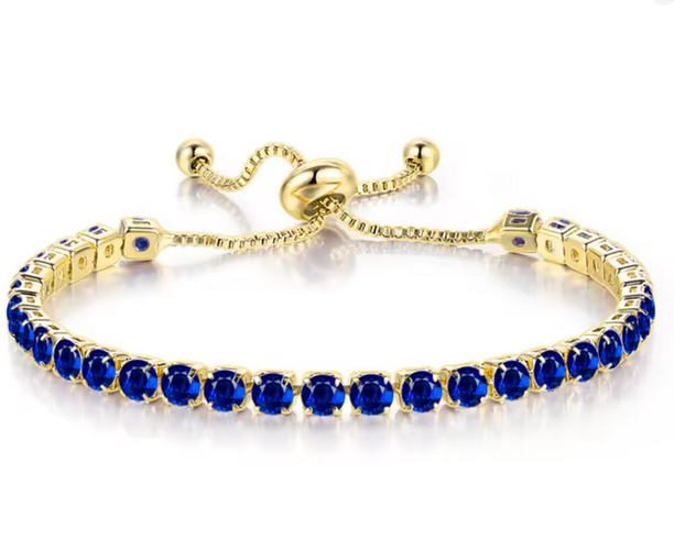 925 Sterling Silver Tennis Bracelet Sapphire Blue Simulated Diamonds