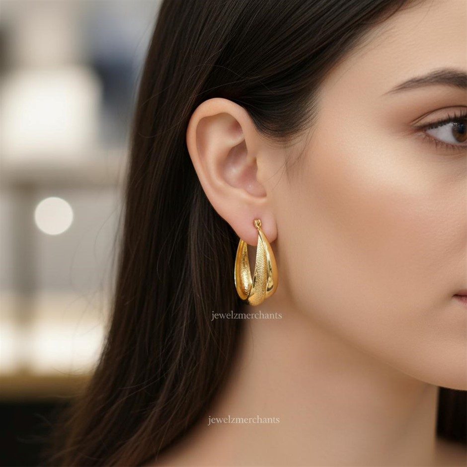 22K/Italy Gold Filled Earring -(stamped 22K/Italy)-Bonus Gift