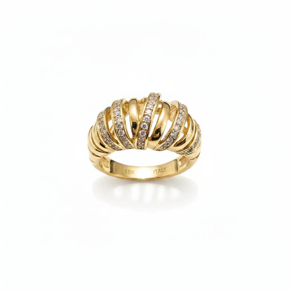 18K/ITALY Yellow Gold Filled Ring -Quality Guarantee-7 US-Bonus Gift