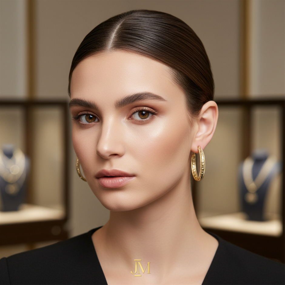 18K/ITALY Yellow Gold Filled Earring -Quality Guarantee--Bonus Gift