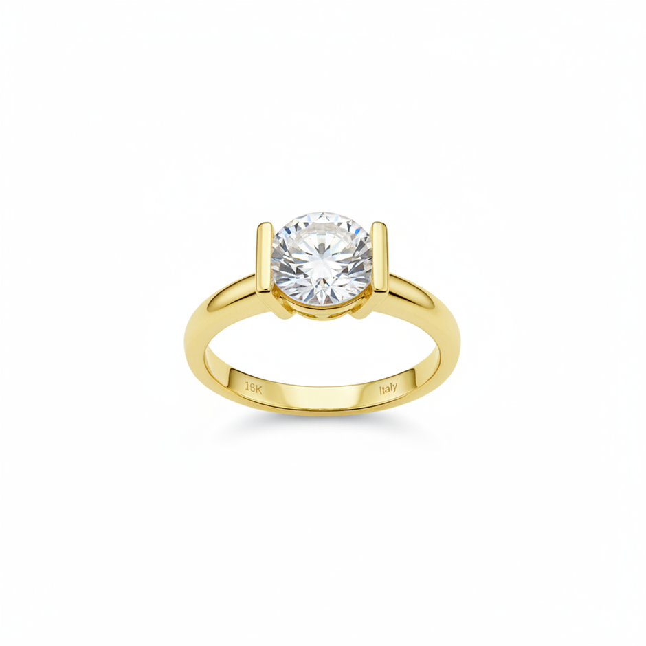 18K/ITALY Yellow Gold Filled Ring -Quality Guarantee-9 US-Bonus Gift