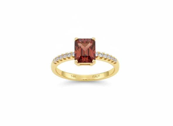 14K/Italy 2.5ct Ruby Emerald Cut Yellow Gold Filled Ring-6US-Bonus Gift