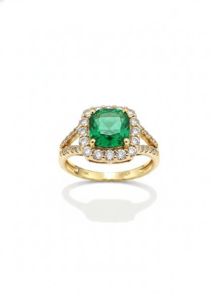 14K/Italy 2.0ct Green Princess Cut Yellow Gold Filled Ring-9US-Bonus Gift