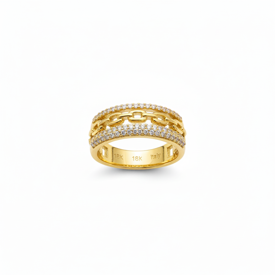 18K/ITALY  Yellow Gold Filled Ring -Quality Guarantee-6 US-Bonus Gift