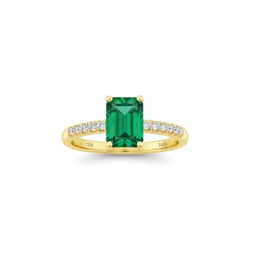 14K/Italy 2.0ct Green Emerald Cut Yellow Gold Filled Ring-8US-Bonus Gift