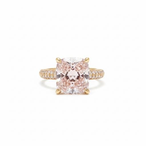 18K/Italy 4.0ct Pink Princess Cut Yellow Gold Filled Ring-9US-Bonus Gift