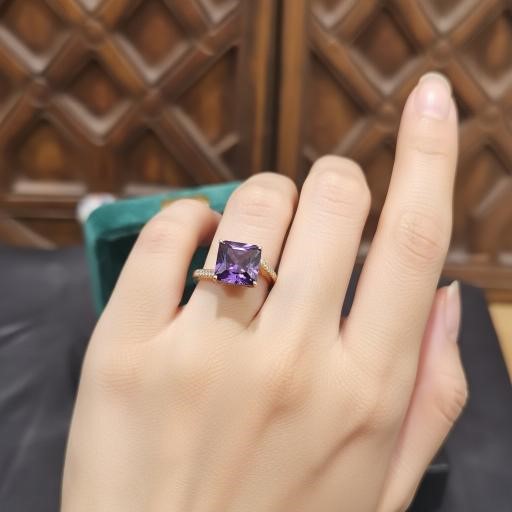 18K/Italy 3.0ct Purple Princess Cut Yellow Gold Filled Ring-9US-Bonus Gift