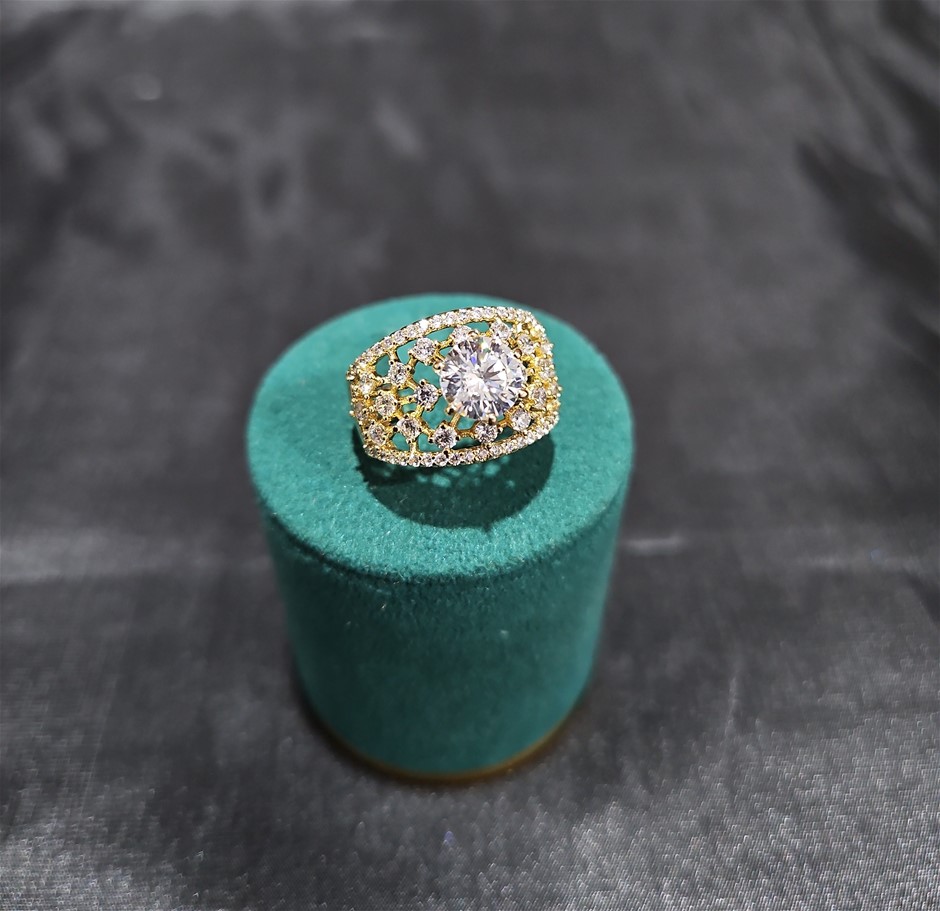 18K/ITALY  Yellow Gold Filled Ring -Quality Guarantee-6 US-Bonus Gift