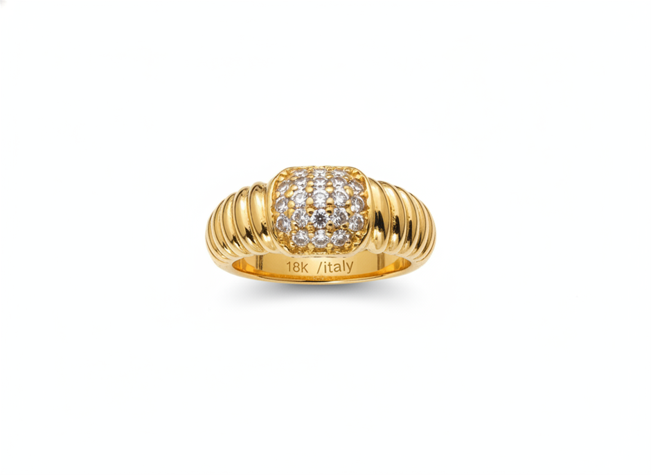 18K/Italy Gold Filled Ring -(stamped 18K/Italy)-Warranty Quality-Bonus