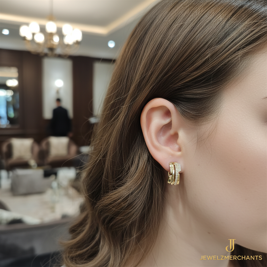 18K/Italy  Gold Filled Earring -(stamped 18K/Italy)-Warranty Quality-Bonus