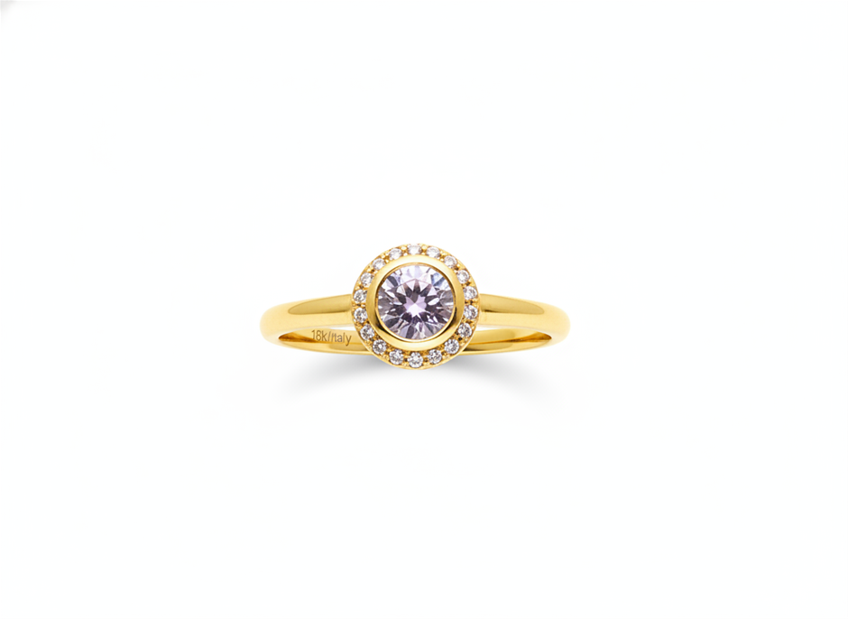 18K/ITALY Yellow Gold Filled Ring -Quality Guarantee-10 US-Bonus Gift