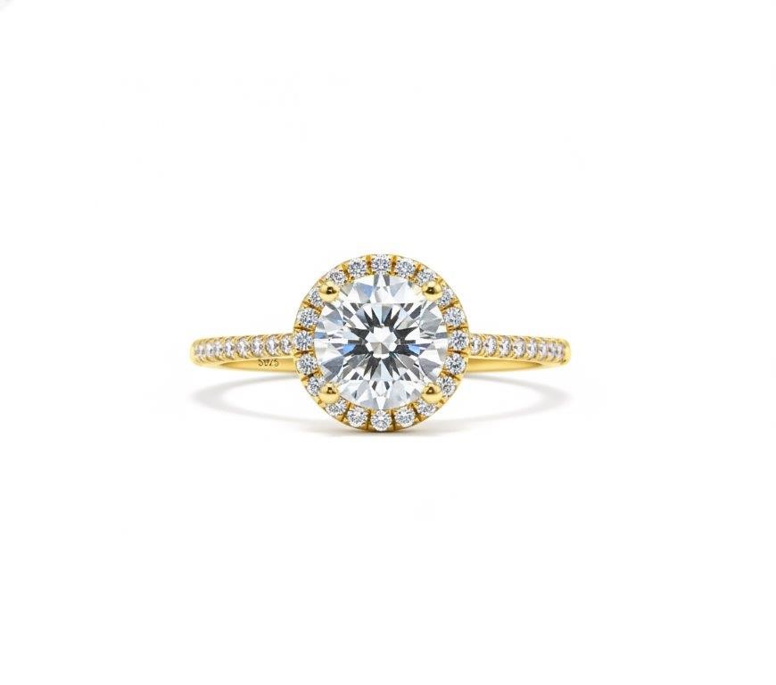 1.0ct GRA Moissanite white 18k Solid Yellow Gold Vermeil Ring -9US