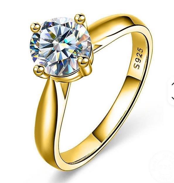 1.0ct GRA Moissanite white 18k Yellow Gold Vermeil Ring -9US