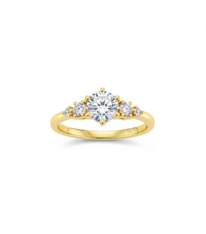 GRA Moissanite white 18k Yellow Gold Vermeil Ring -8US