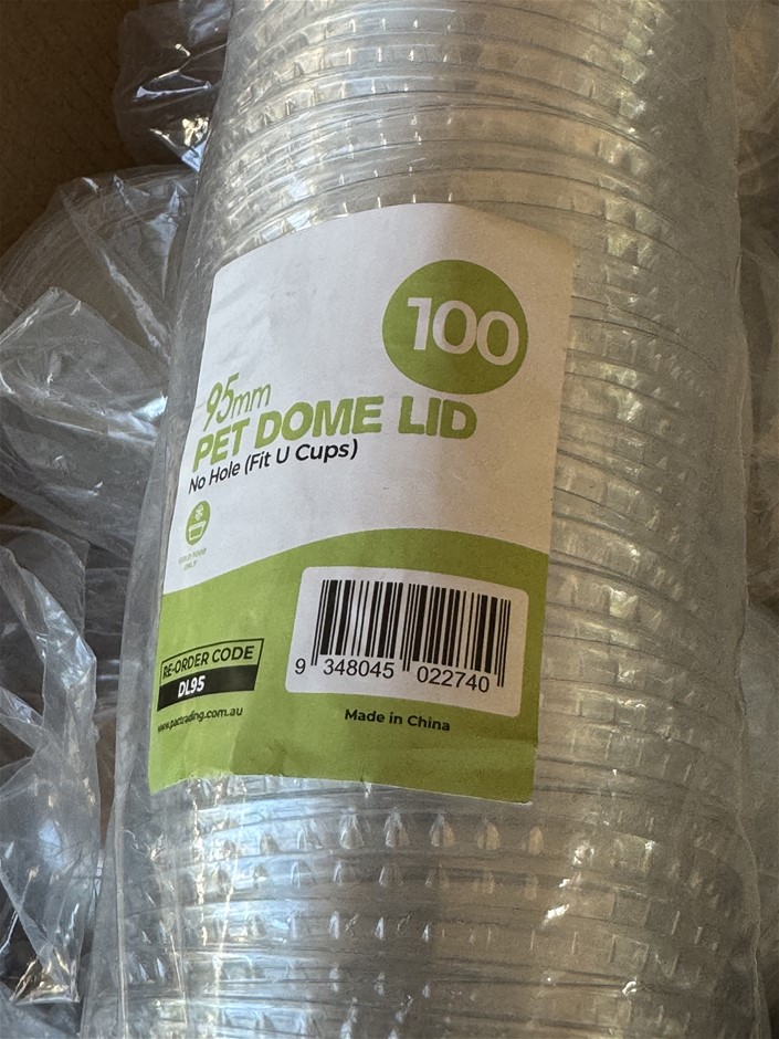 12 PACKS OF 95ML PET DOME LIDS NO HOLE
