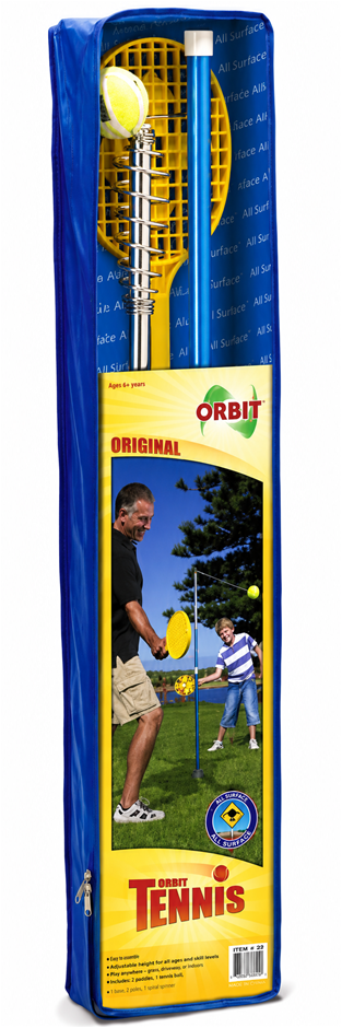 Orbit Outdoor Tennis Original - 2 Bats, Chrome Plated Top Pole, Coated Base