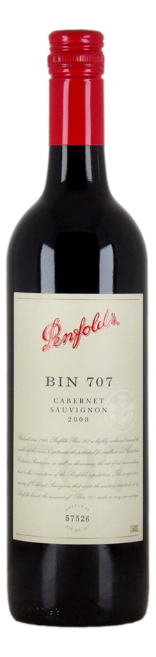 Penfolds `Bin 707` Cabernet Sauvignon 2008 Bottle No.57526 (1 x 750mL) SA.