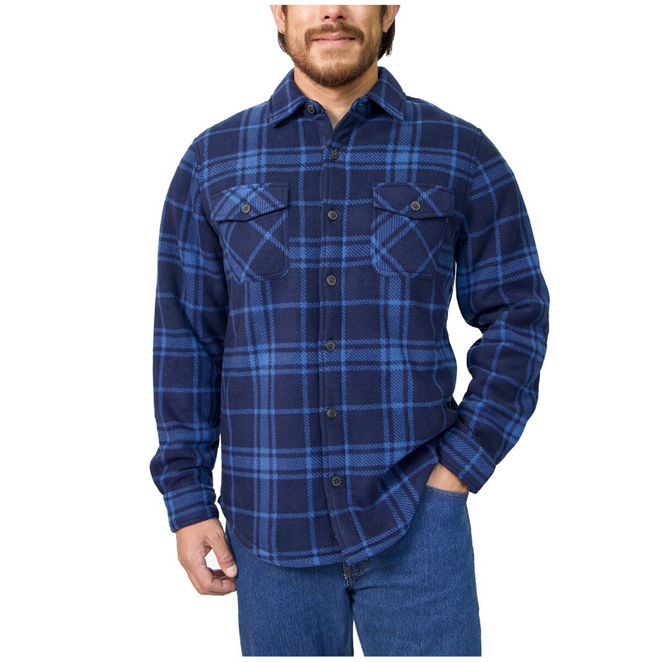 FREEDOM FOUNDRY Men's Plush Shirt Jacket, Size XL, Navy.